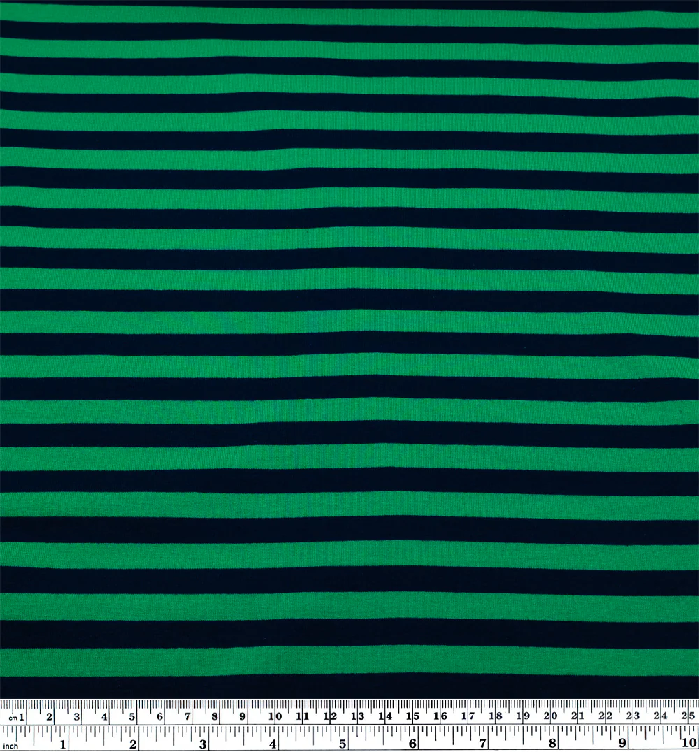 Sport Stripe Cotton Jersey - Grass/Midnight Blue - Image 3