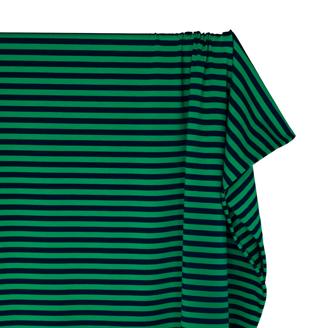 Sport Stripe Cotton Jersey - Grass/Midnight Blue - Image 4