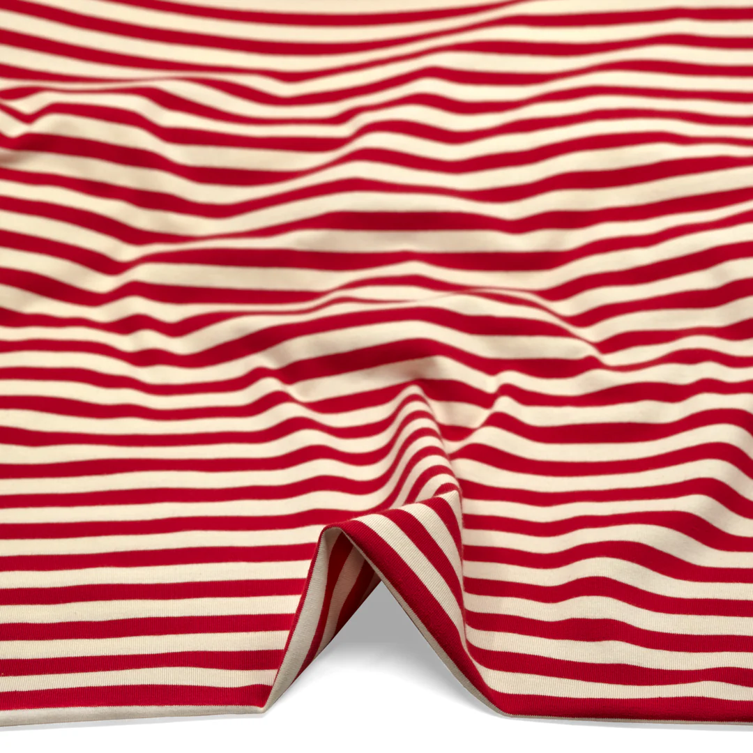 Sport Stripe Cotton Jersey - Ivory/Poppy - Image 2