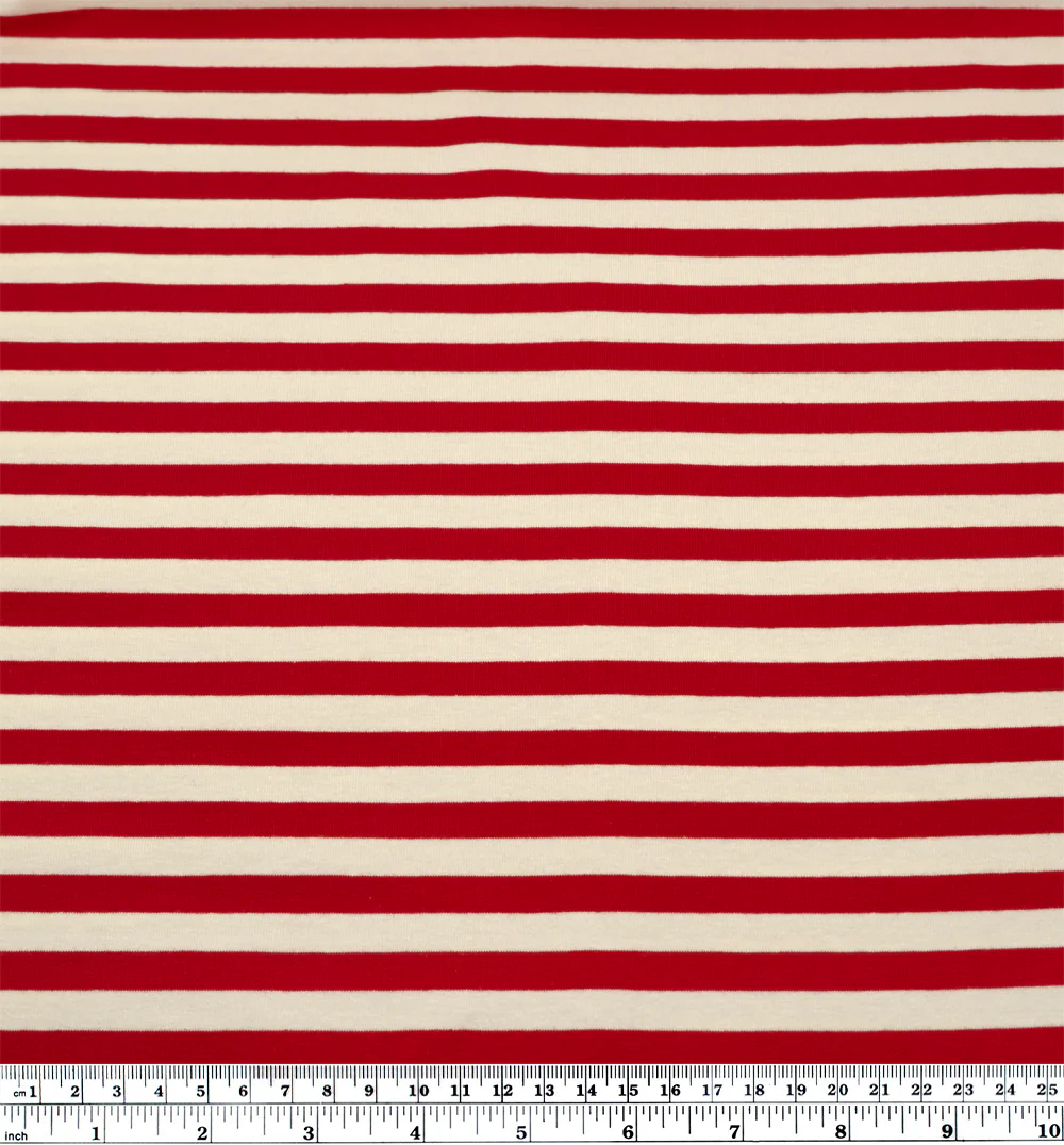 Sport Stripe Cotton Jersey - Ivory/Poppy - Image 3