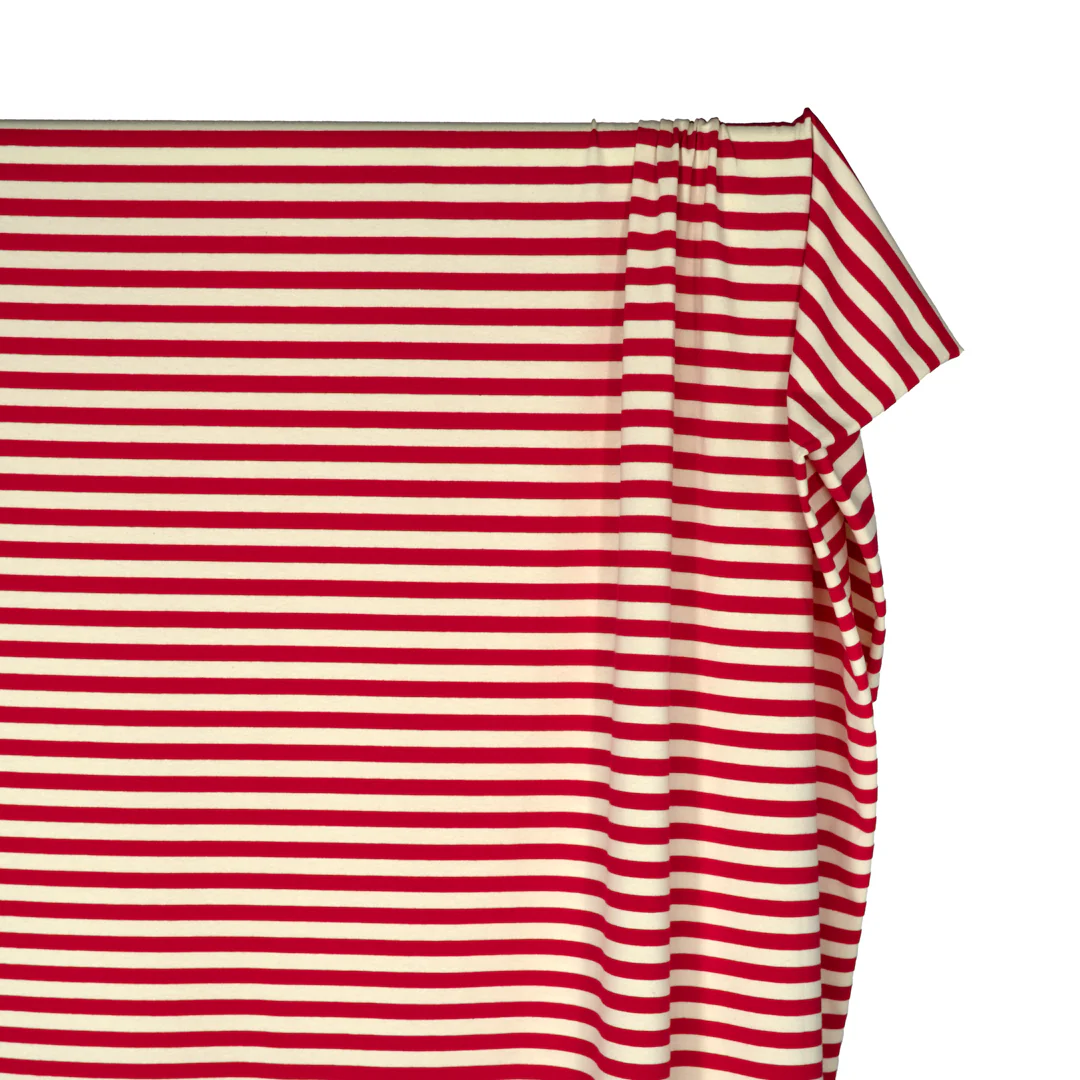 Sport Stripe Cotton Jersey - Ivory/Poppy - Image 4
