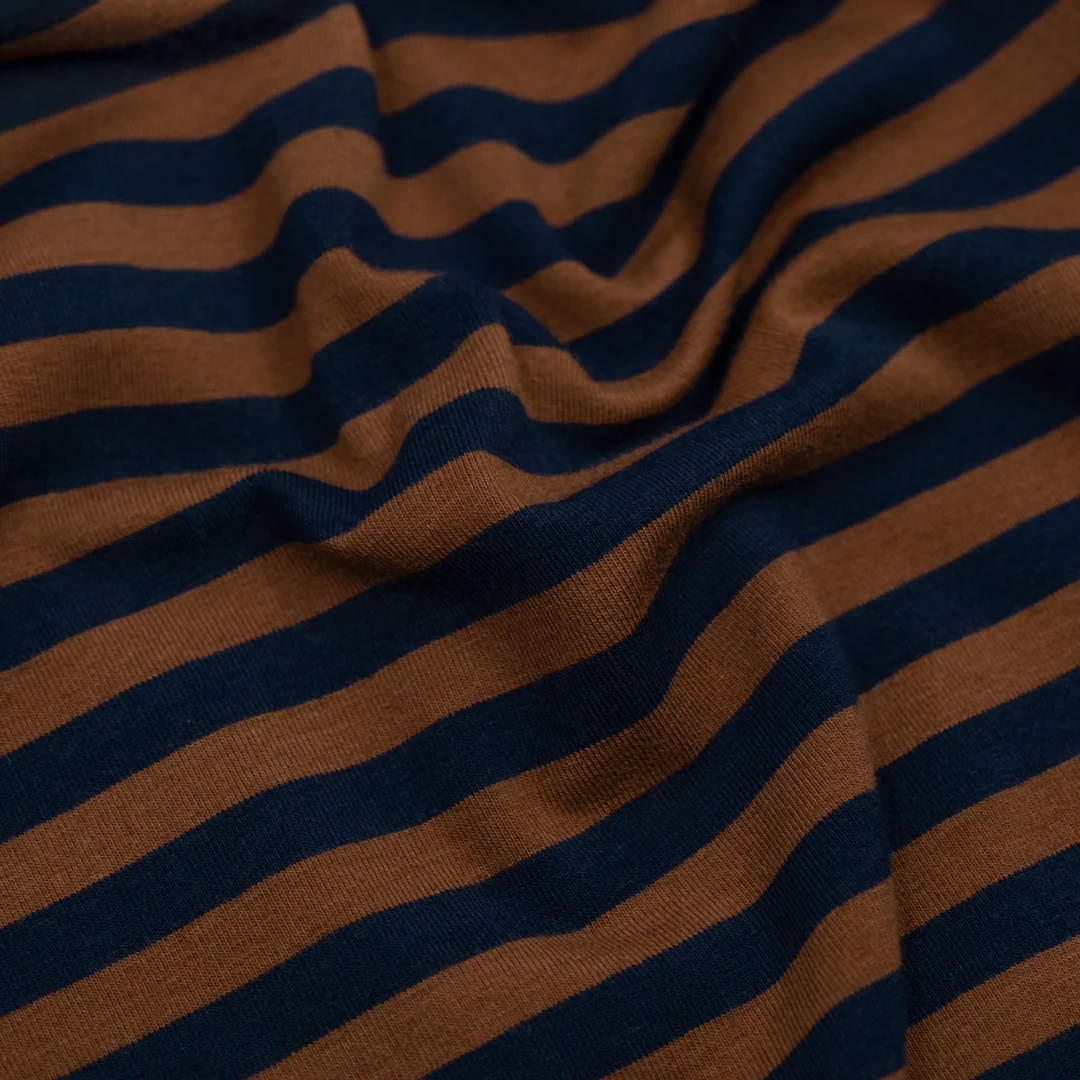 Sport Stripe Cotton Jersey - Nutshell/Midnight Blue
