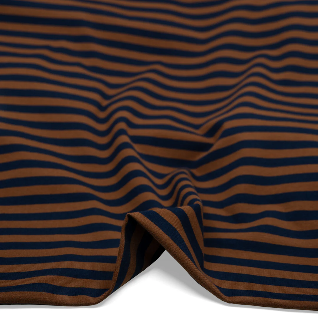 Sport Stripe Cotton Jersey - Nutshell/Midnight Blue - Image 2