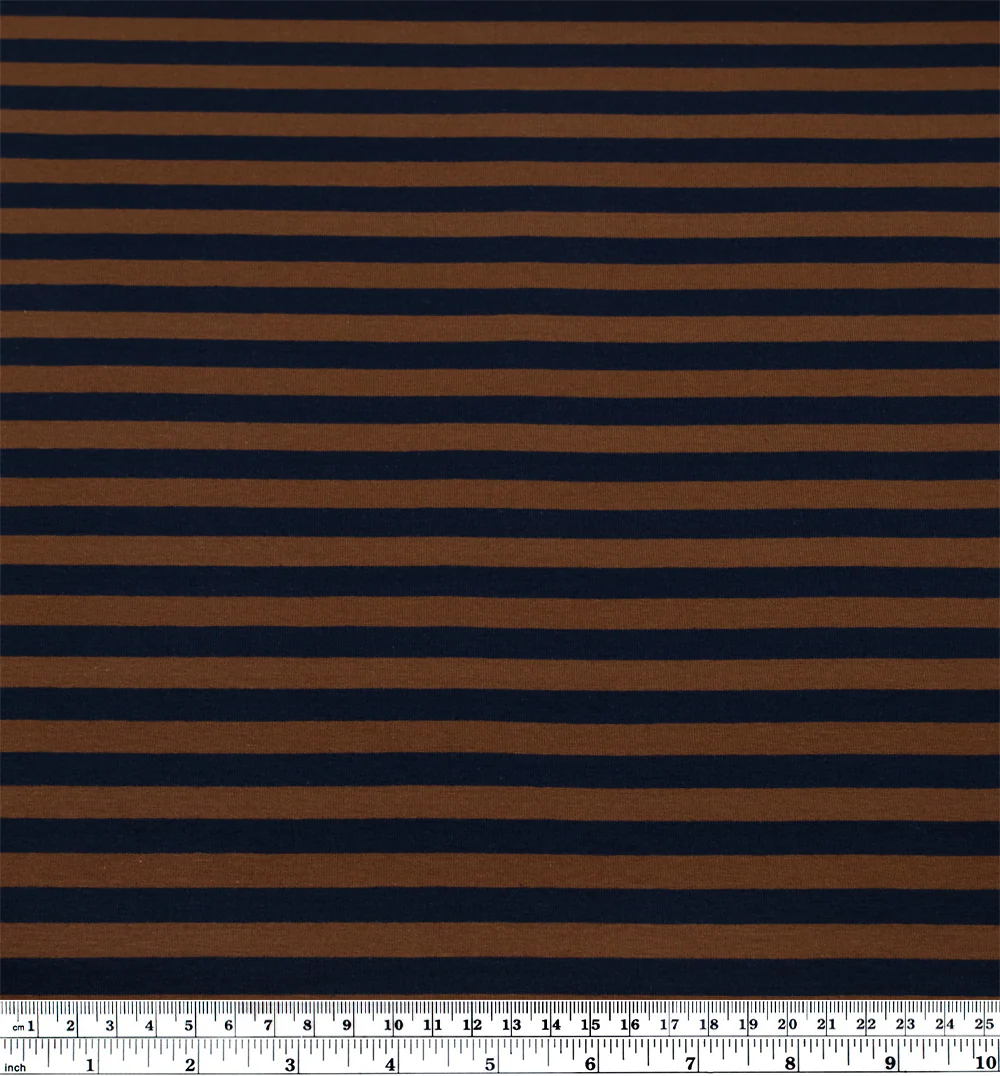 Sport Stripe Cotton Jersey - Nutshell/Midnight Blue - Image 3