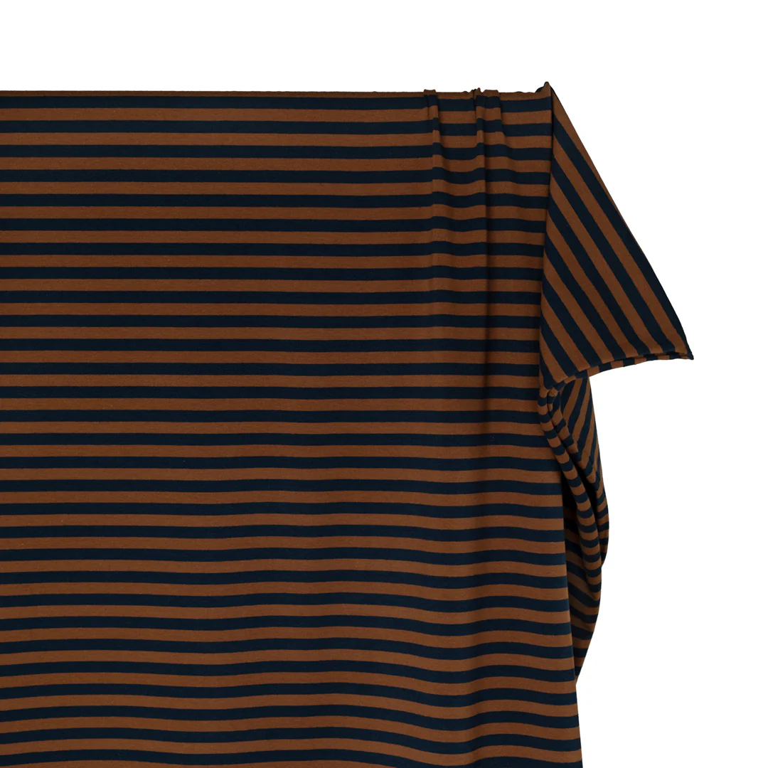 Sport Stripe Cotton Jersey - Nutshell/Midnight Blue - Image 4