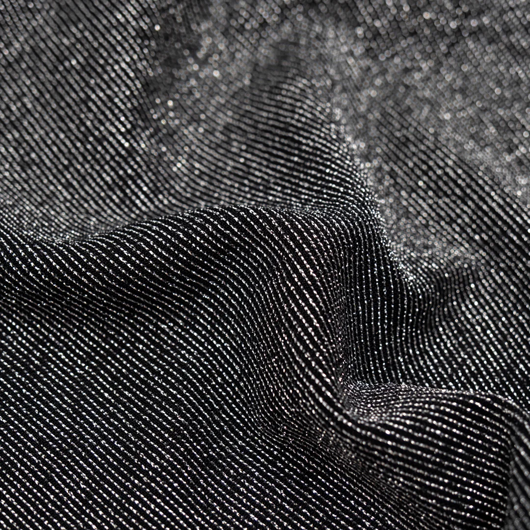 Spotlight Nylon Metallic Rib Knit - Silver