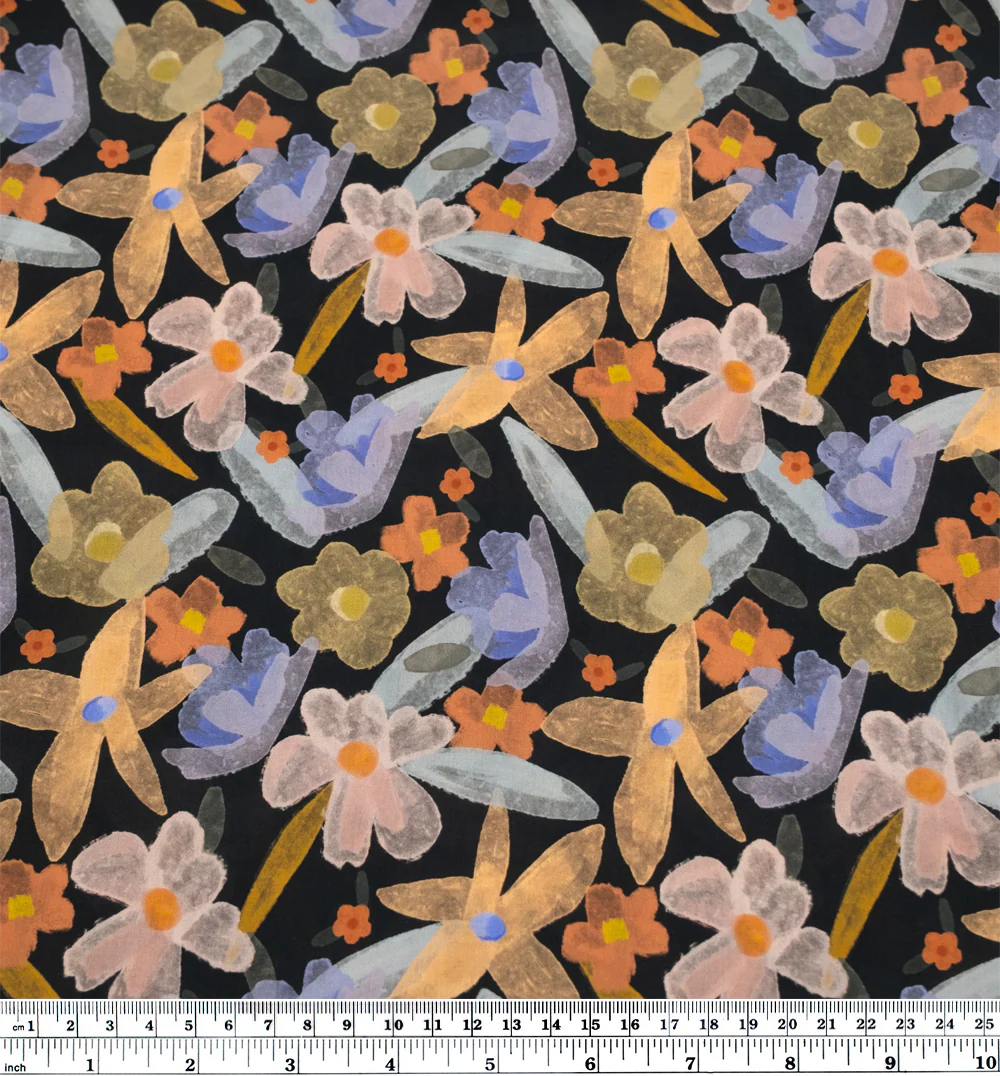 Stained Glass Garden Printed Cotton Lawn - Black/Multi - Image 3