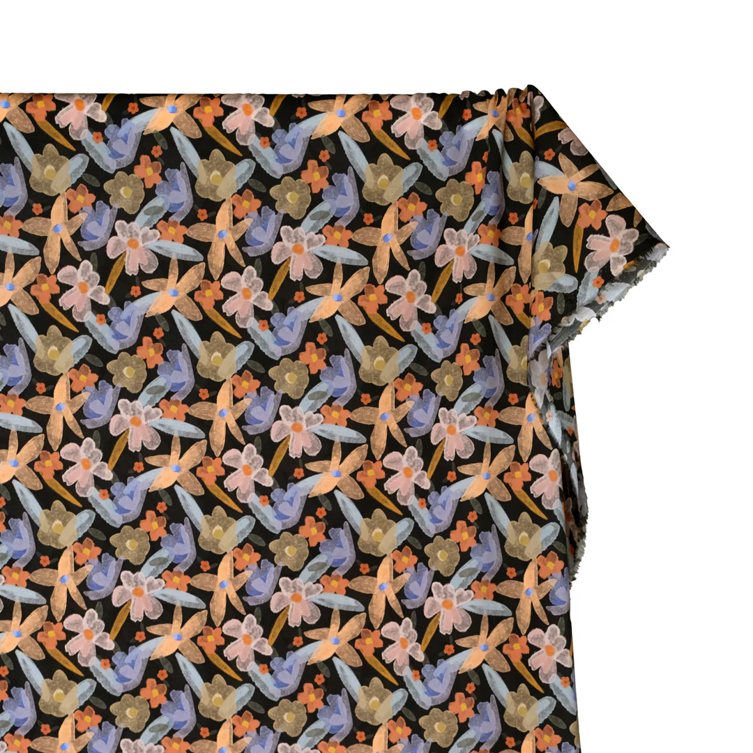 Stained Glass Garden Printed Cotton Lawn - Black/Multi - Image 4