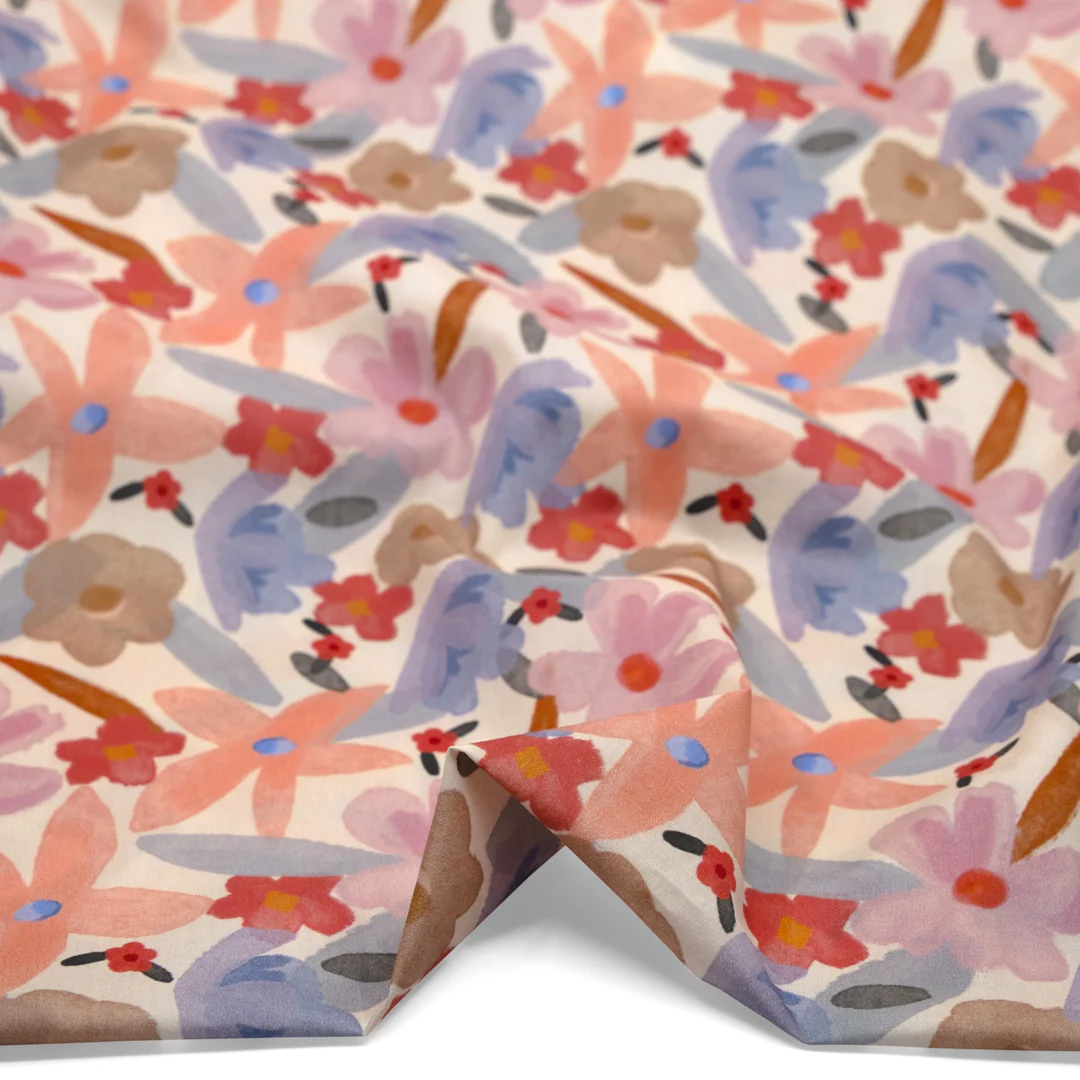 Stained Glass Garden Printed Cotton Lawn - Cream/Multi - Image 2