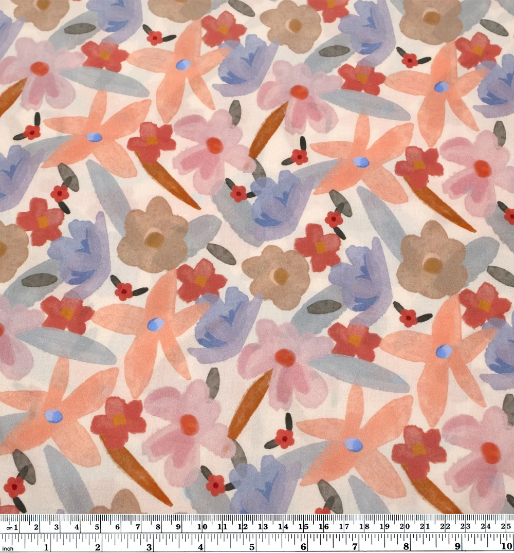 Stained Glass Garden Printed Cotton Lawn - Cream/Multi - Image 3