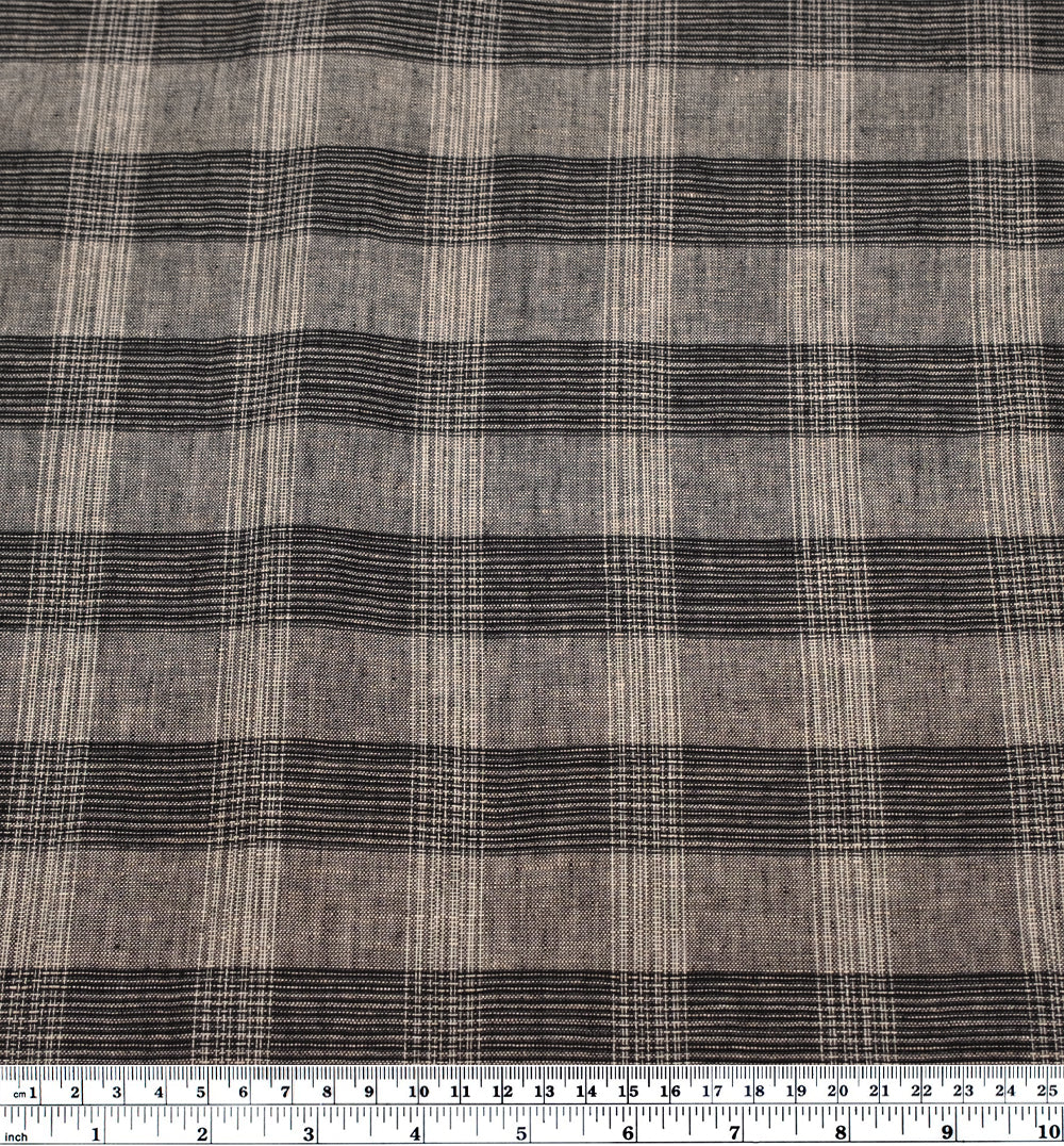 Static Check Yarn Dyed Linen Cotton - Pepper - Image 3