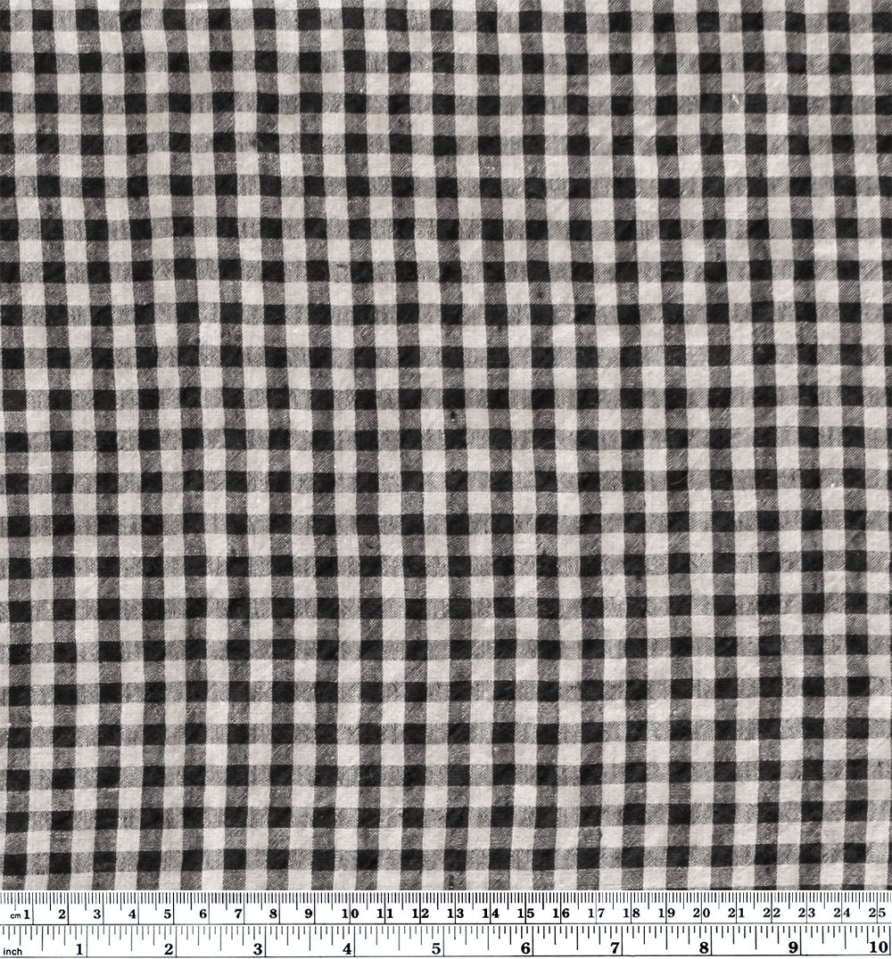 Stonewashed Gingham Linen - Black/Pebble - Image 3