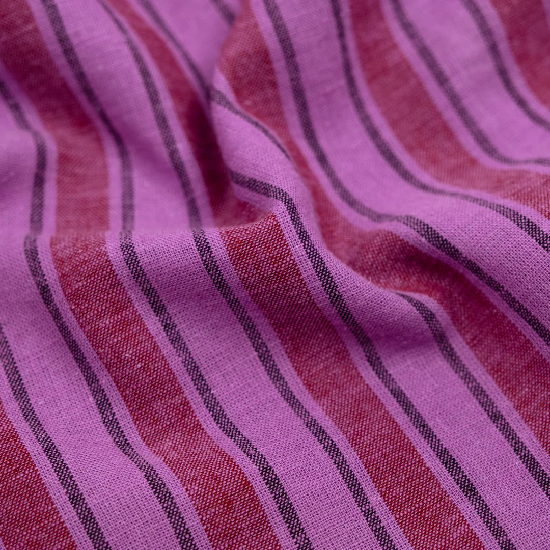Stripe Yarn Dyed Cotton Linen - Hyacinth
