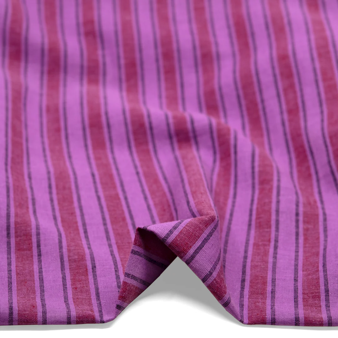 Stripe Yarn Dyed Cotton Linen - Hyacinth - Image 2
