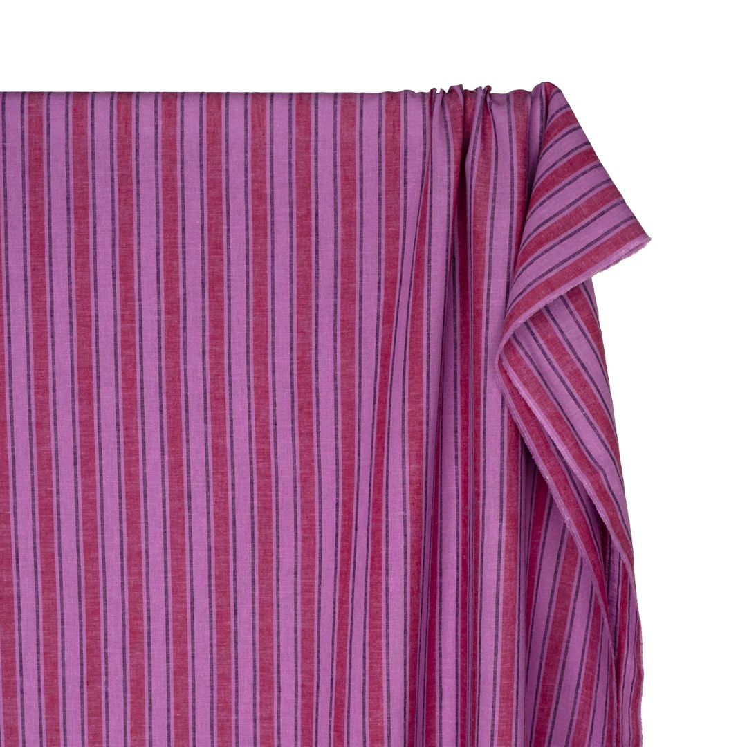 Stripe Yarn Dyed Cotton Linen - Hyacinth - Image 3