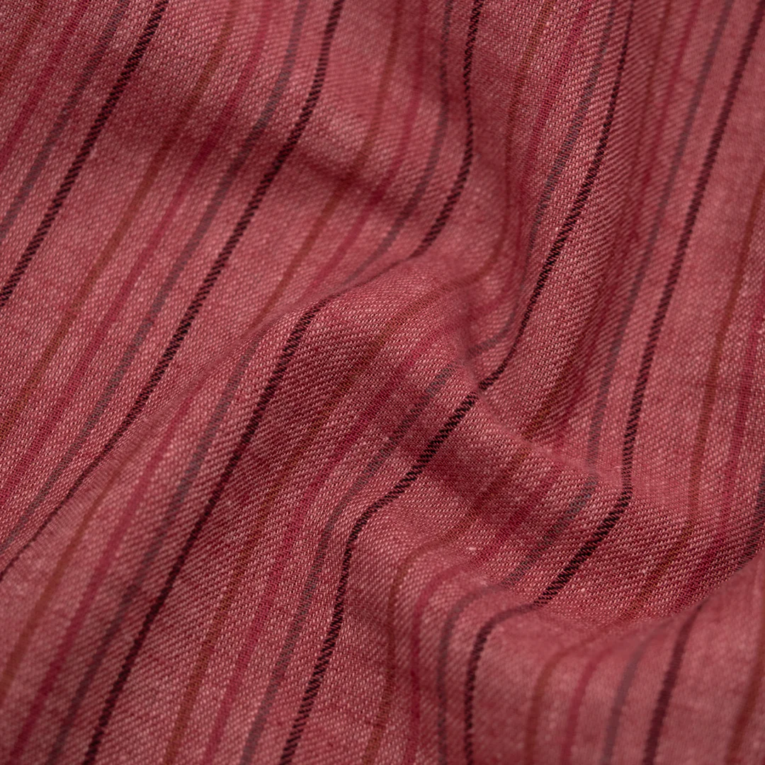 Stripe Yarn Dyed Cotton Linen - Rhubarb