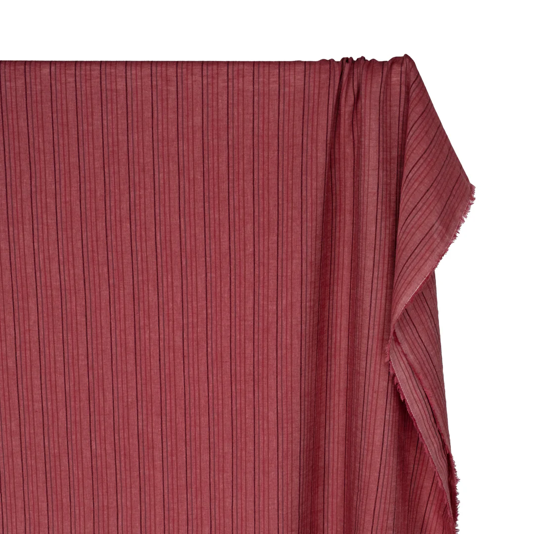 Stripe Yarn Dyed Cotton Linen - Rhubarb - Image 3