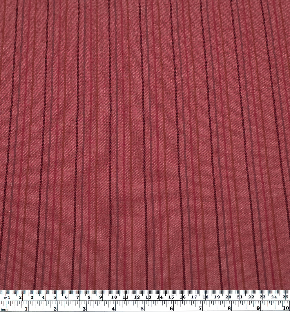 Stripe Yarn Dyed Cotton Linen - Rhubarb - Image 4