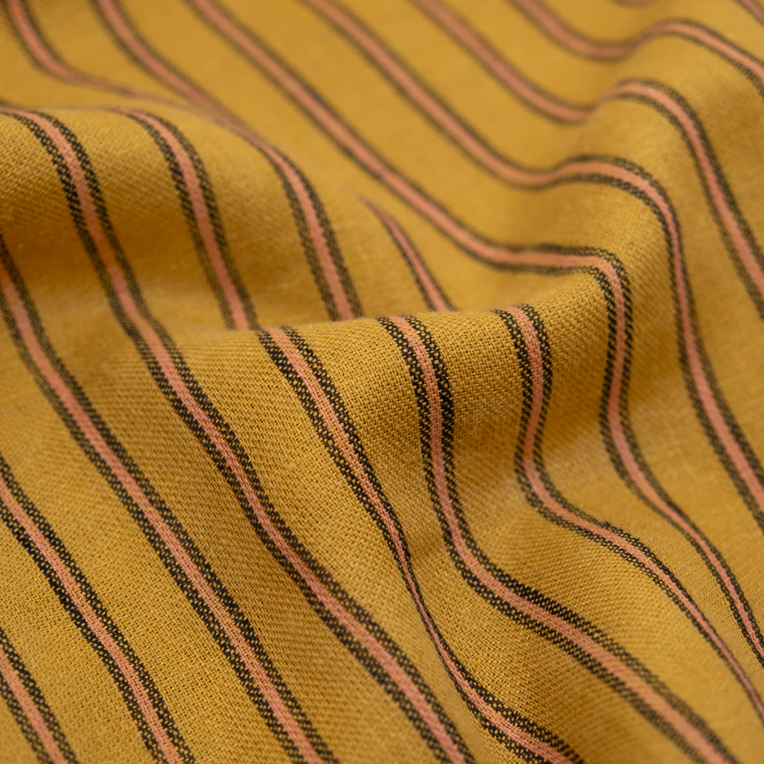 Stripe Yarn Dyed Linen Cotton - Amber Glow