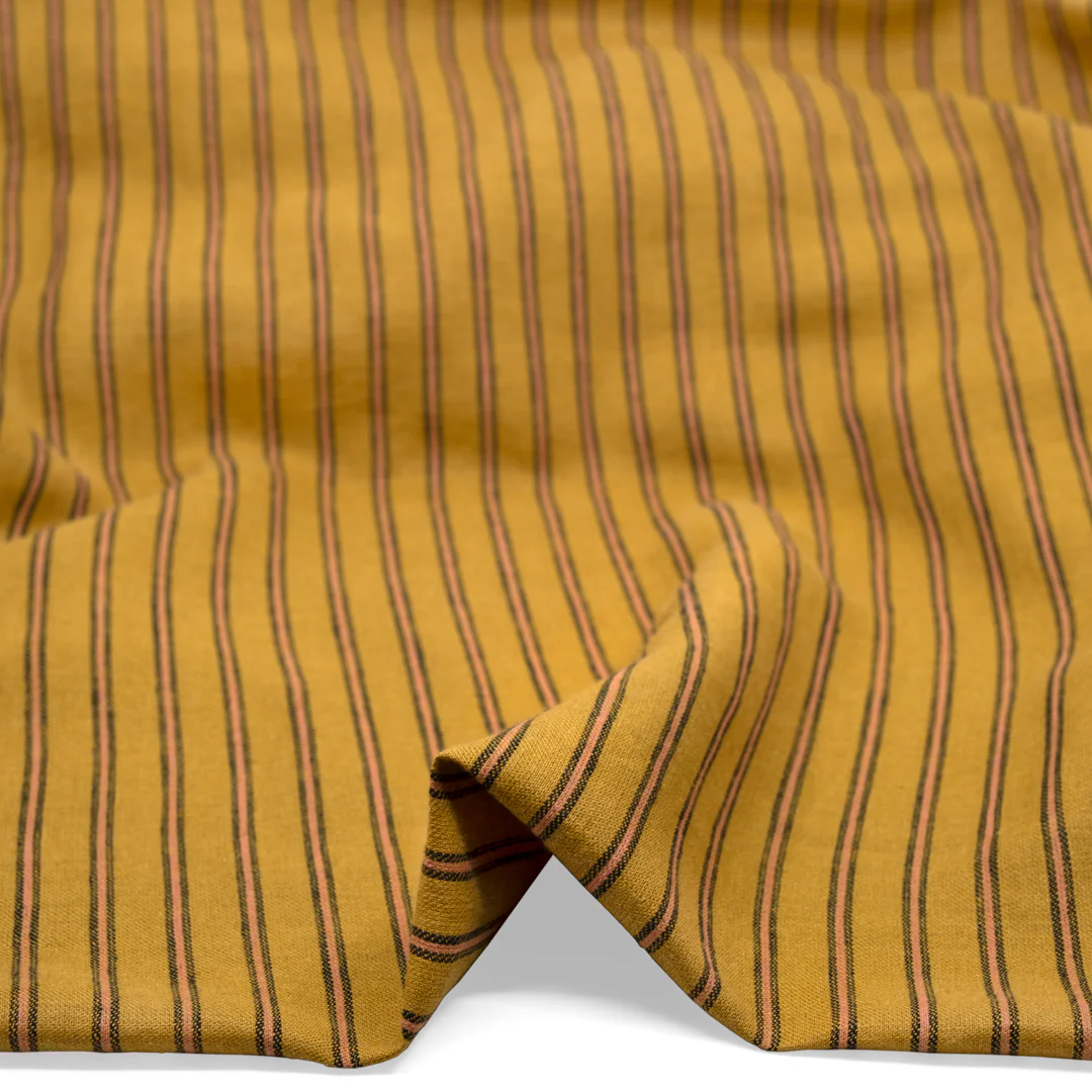 Stripe Yarn Dyed Linen Cotton - Amber Glow - Image 2