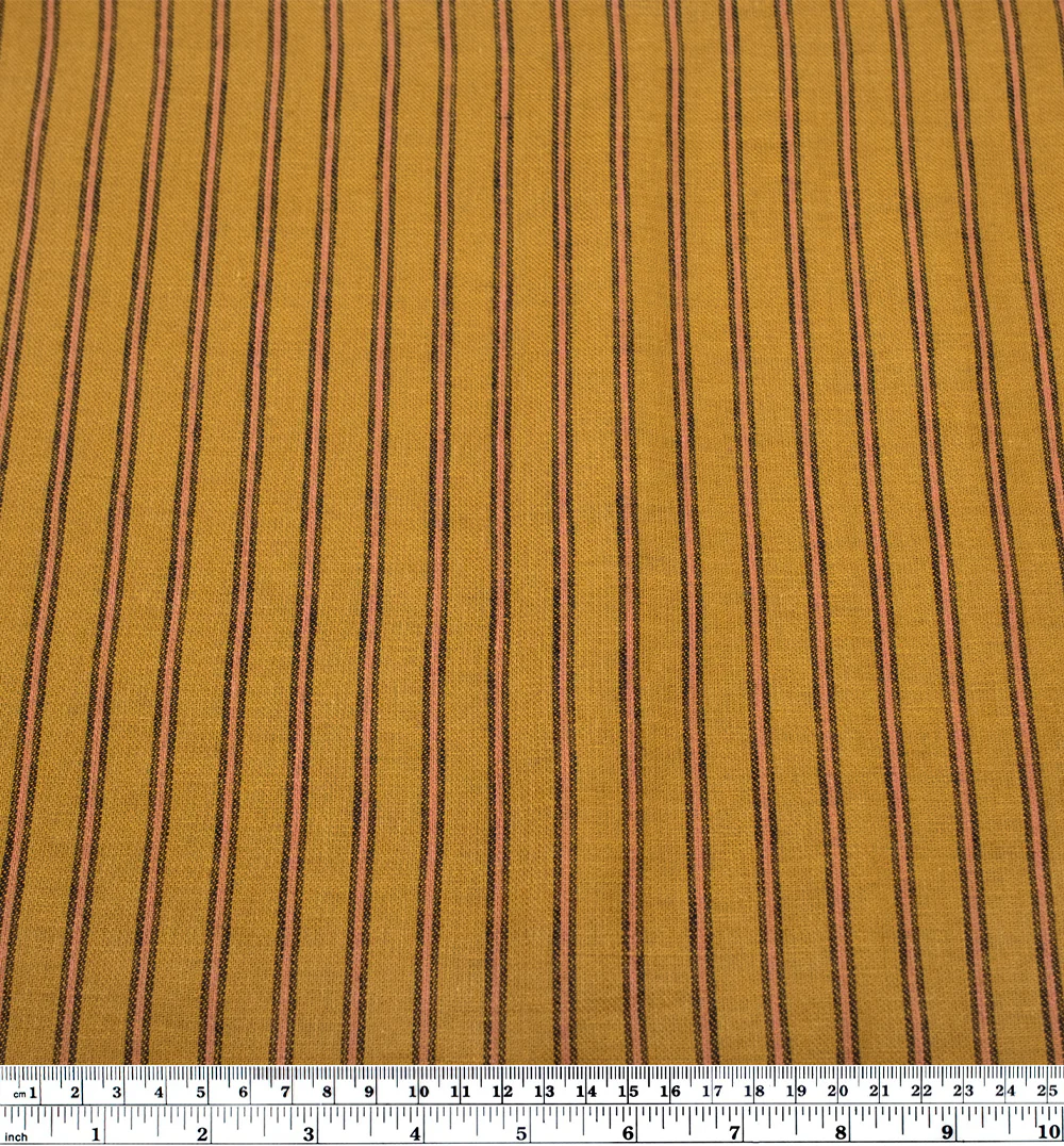 Stripe Yarn Dyed Linen Cotton - Amber Glow - Image 3