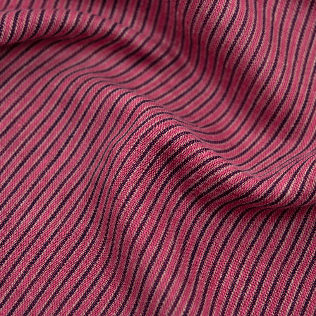 Stripe Yarn Dyed Linen Cotton - Mixed Berry