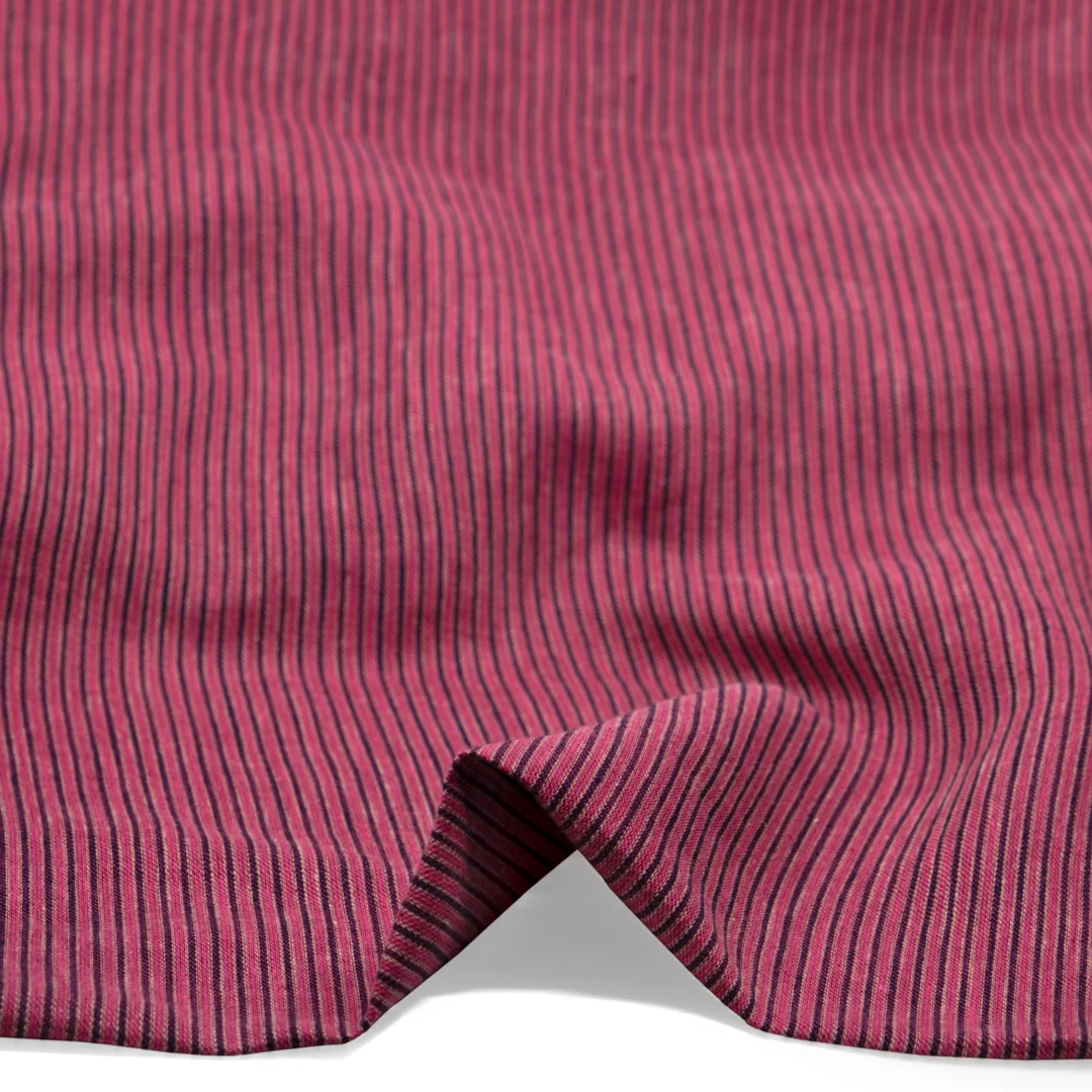 Stripe Yarn Dyed Linen Cotton - Mixed Berry - Image 2