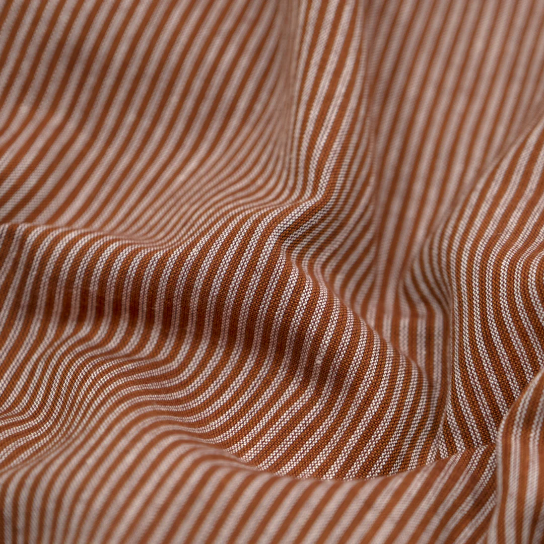 Striped Handwoven Cotton - Pecan/White