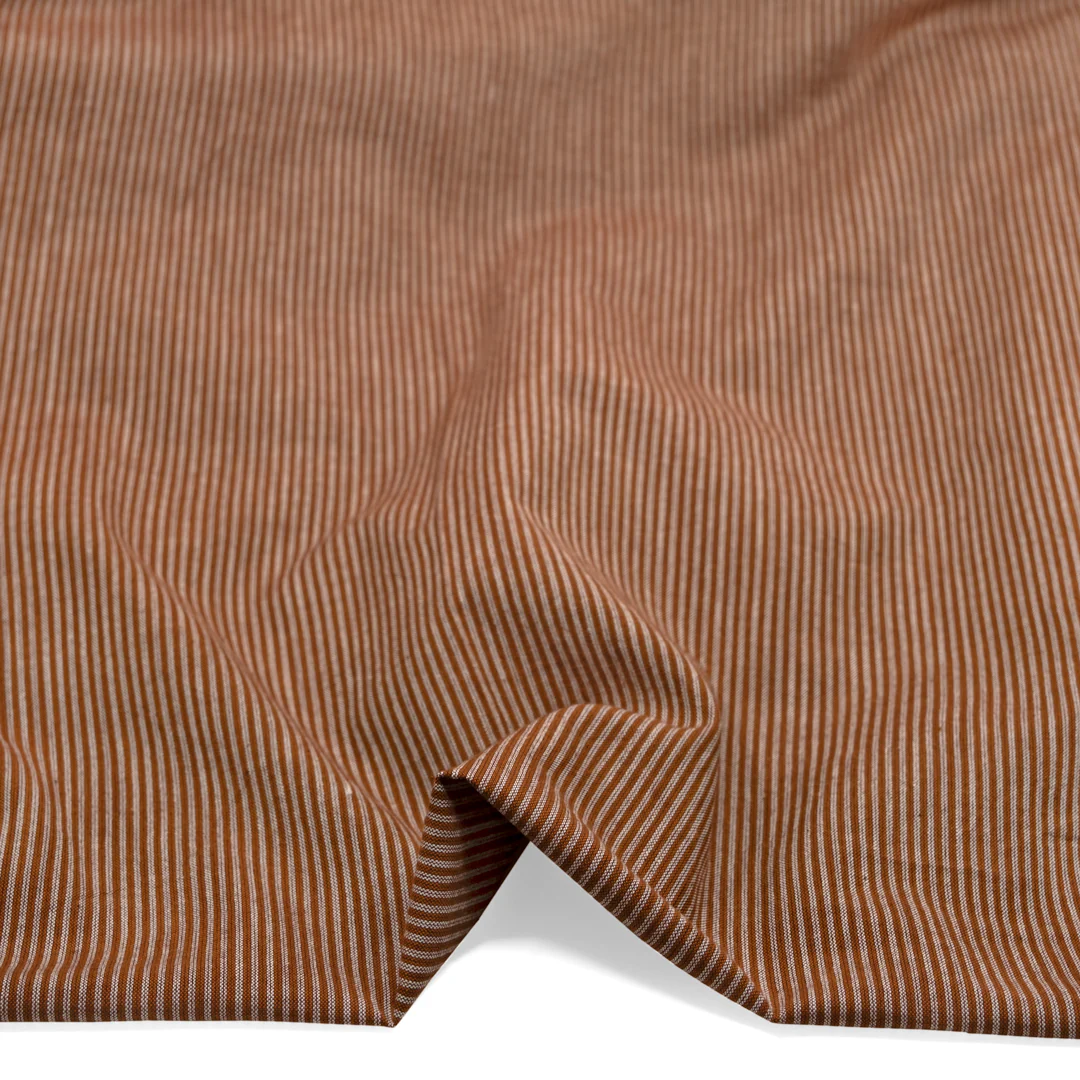 Striped Handwoven Cotton - Pecan/White - Image 2