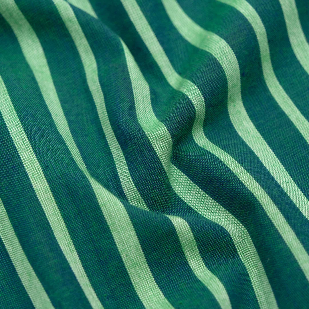 Striped Handwoven Cotton - Spruce/Spring Green