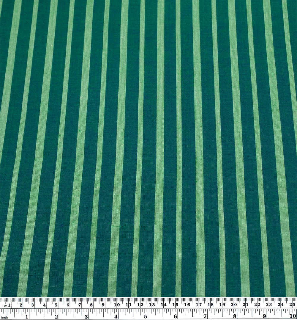 Striped Handwoven Cotton - Spruce/Spring Green - Image 3