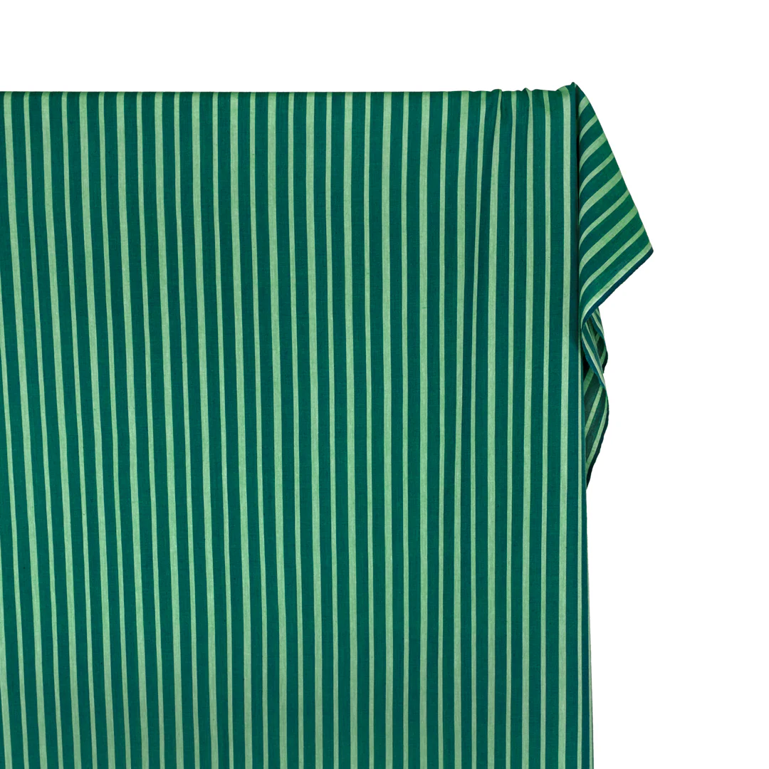 Striped Handwoven Cotton - Spruce/Spring Green - Image 4