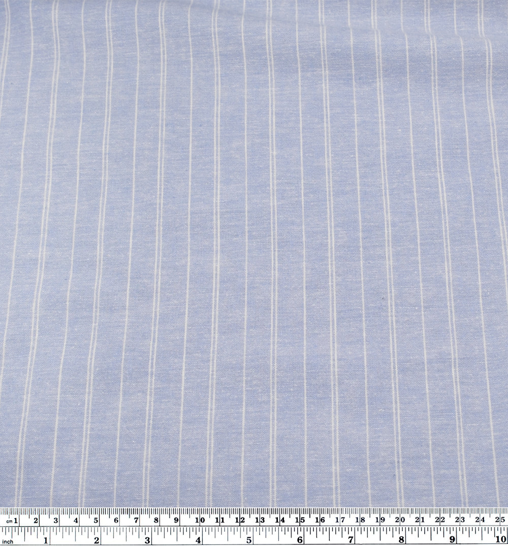 Striped Hemp & Organic Cotton Chambray - Glacier/Ivory - Image 4