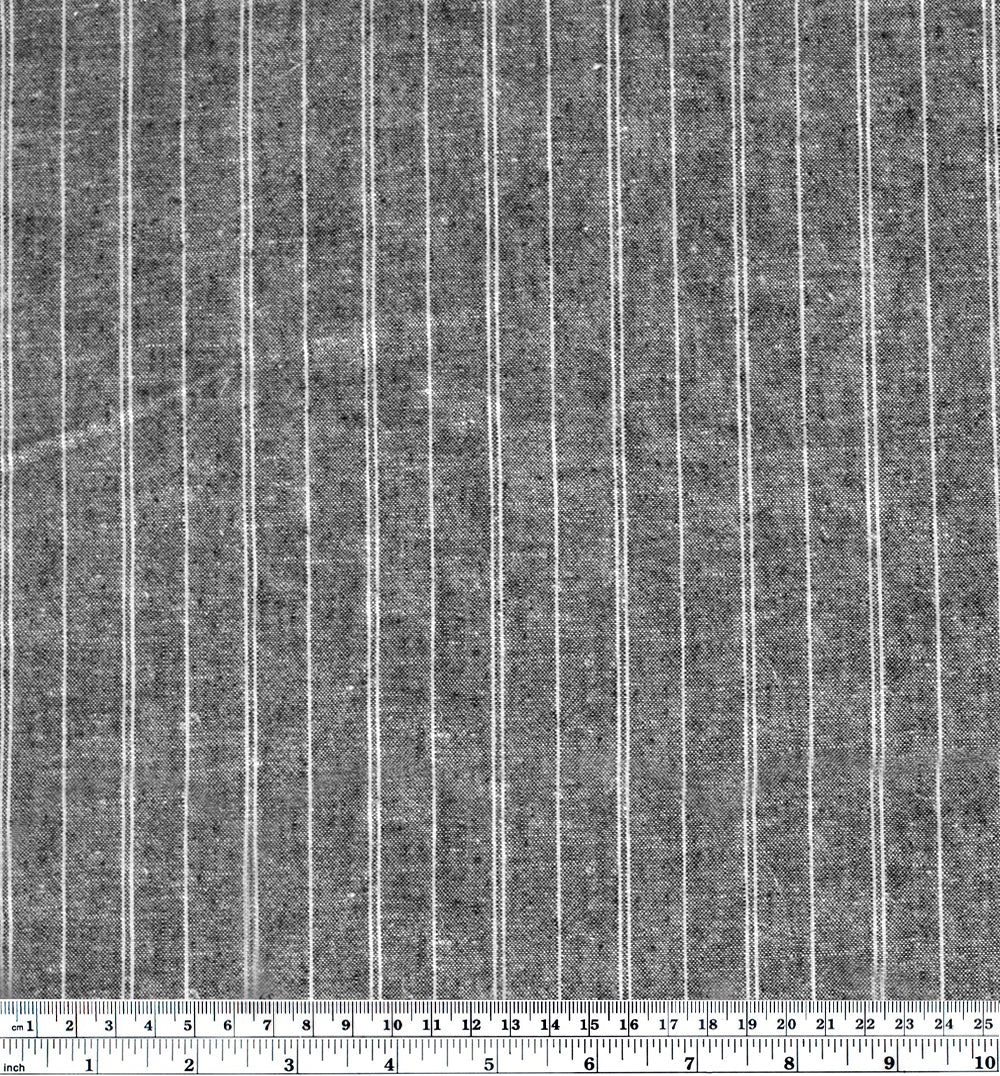 Striped Hemp & Organic Cotton Chambray - Grey/Ivory - Image 4