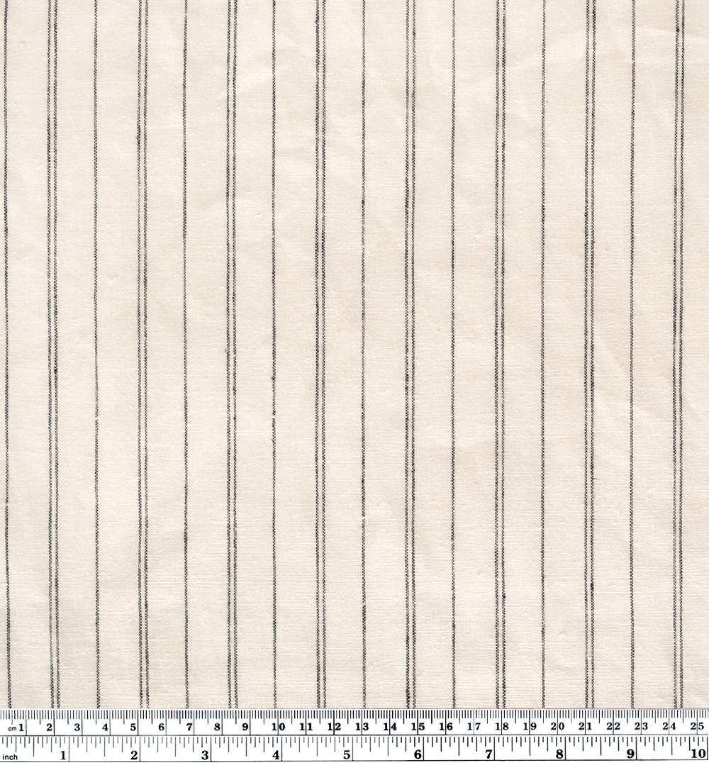 Striped Hemp & Organic Cotton Chambray - Ivory/Black - Image 4