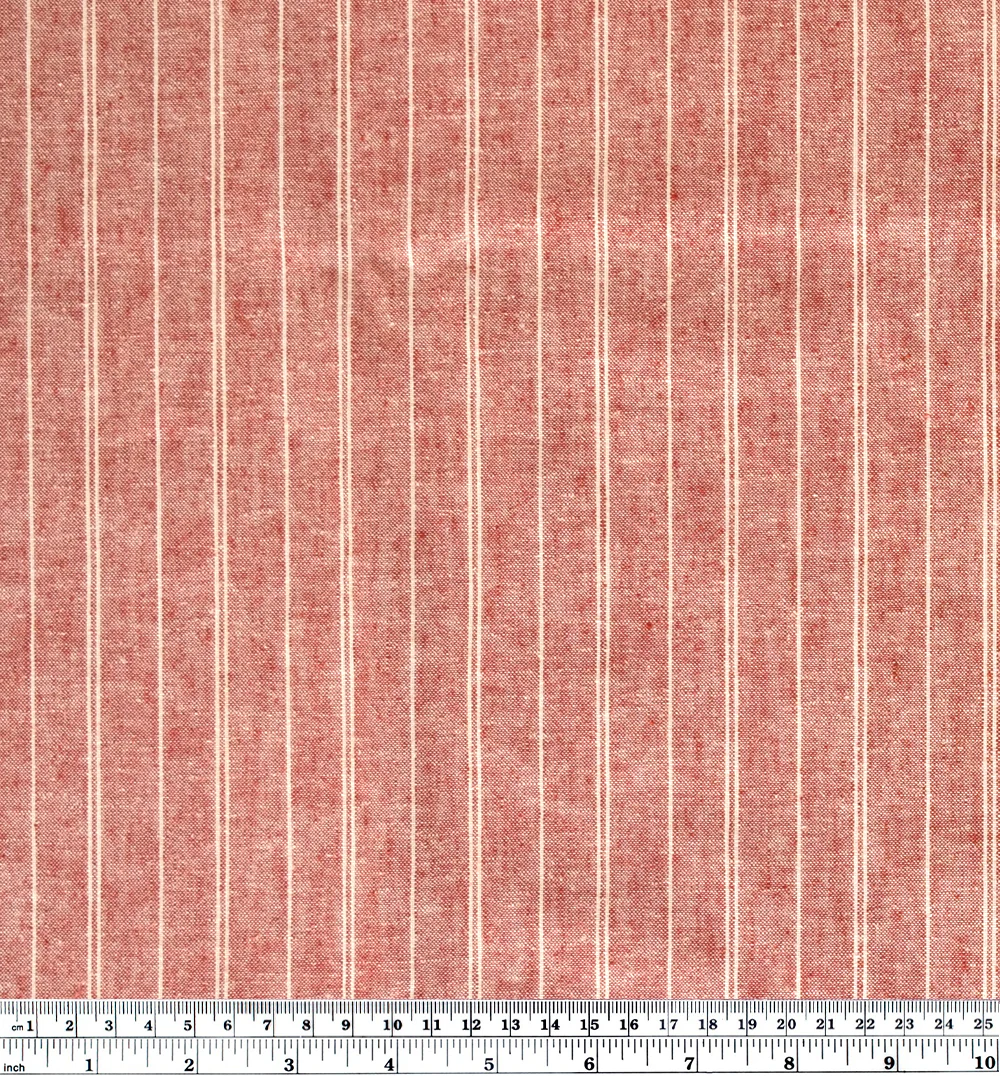 Striped Hemp & Organic Cotton Chambray - Ruby/Ivory - Image 4
