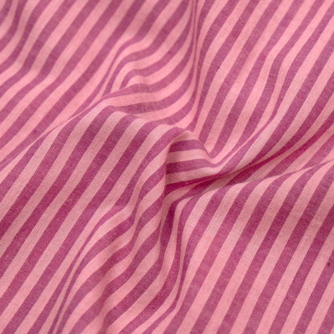 Striped Lightweight Handwoven Cotton - Rose/Camellia