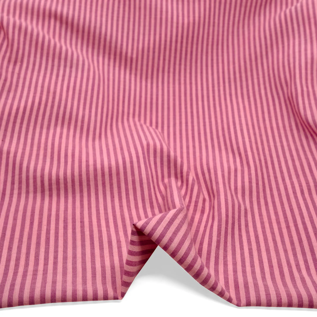 Striped Lightweight Handwoven Cotton - Rose/Camellia - Image 2