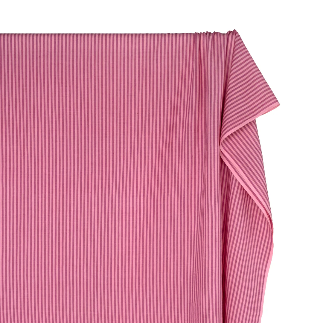 Striped Lightweight Handwoven Cotton - Rose/Camellia - Image 4