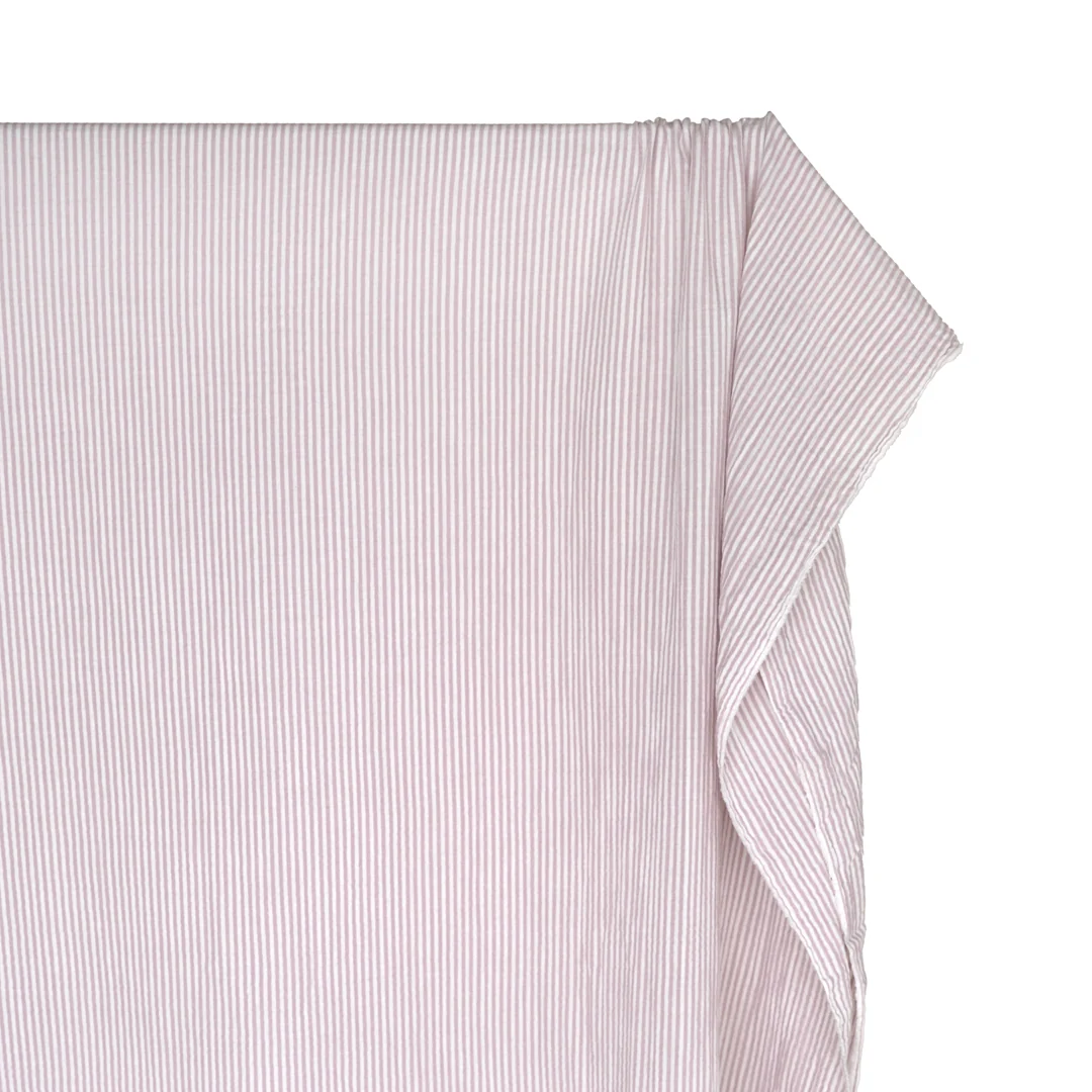 Striped Organic Cotton Double Gauze - White/Dove - Image 4
