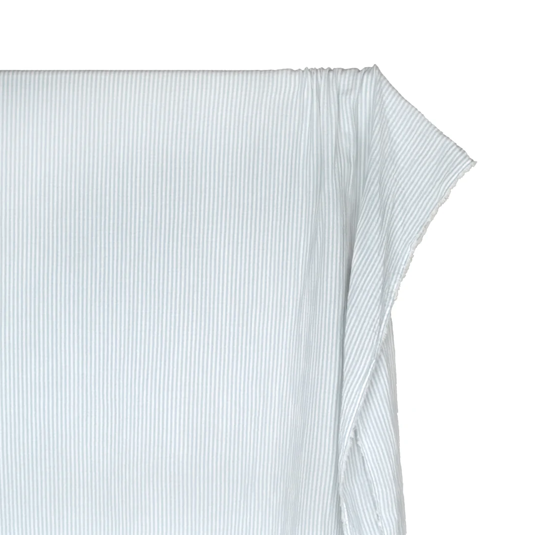 Striped Organic Cotton Double Gauze - White/Robin Egg - Image 3