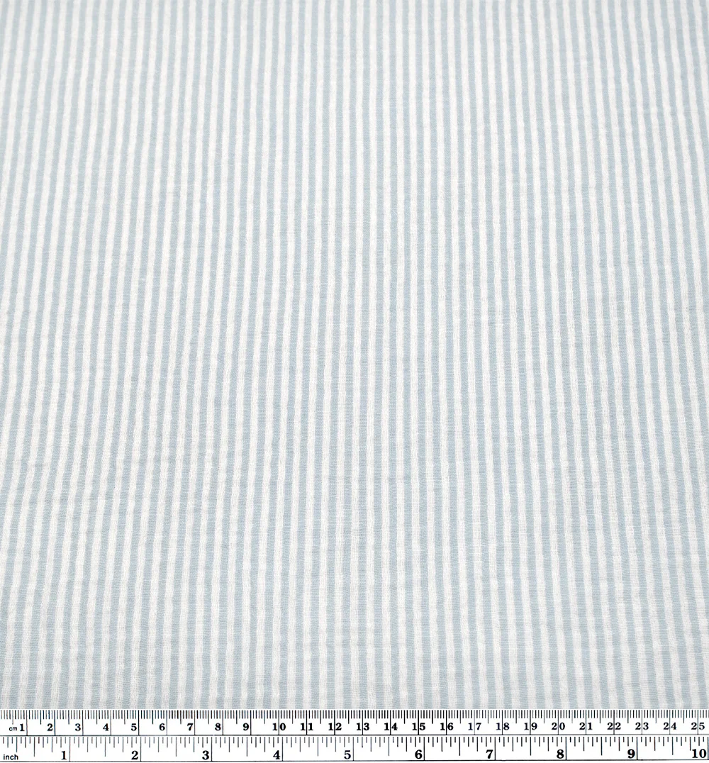 Striped Organic Cotton Double Gauze - White/Robin Egg - Image 4