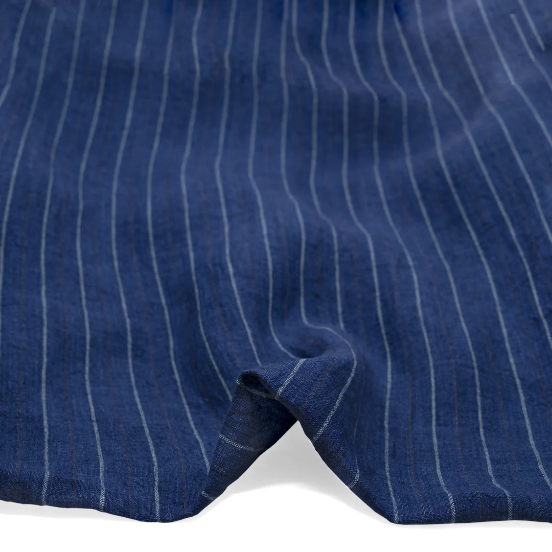 Striped Stonewashed Linen - Blueberry - Image 2