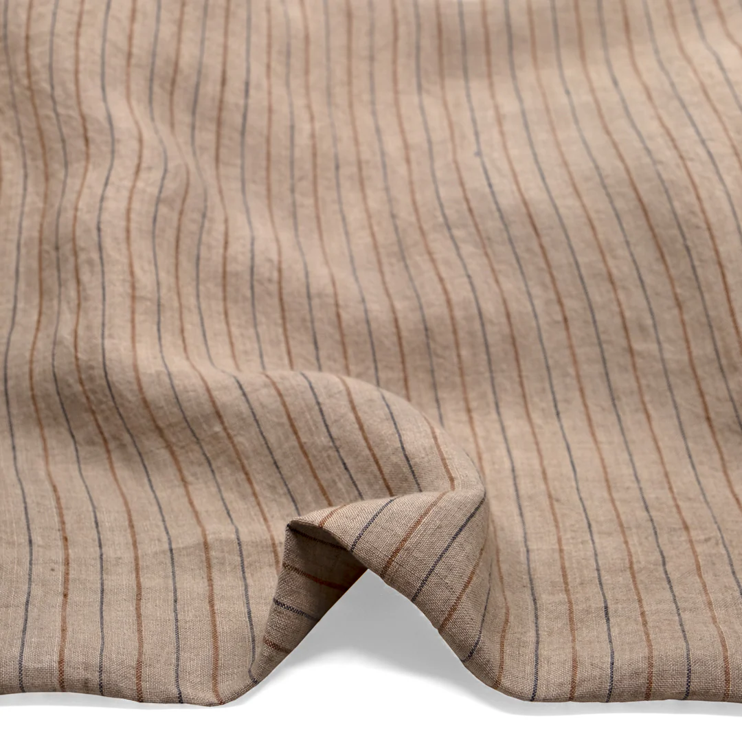 Striped Stonewashed Linen - Pebble - Image 2