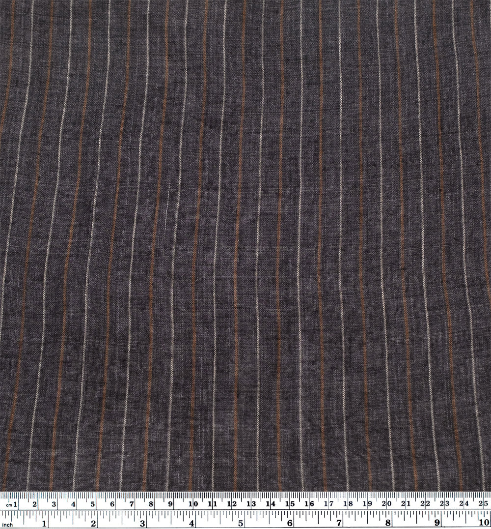 Striped Stonewashed Linen - Pewter - Image 3