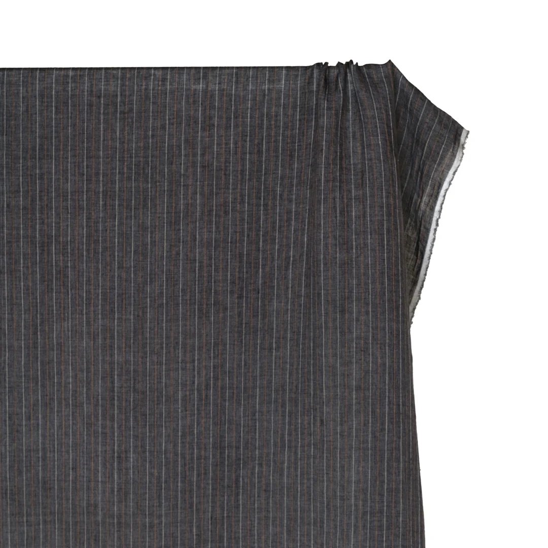 Striped Stonewashed Linen - Pewter - Image 4