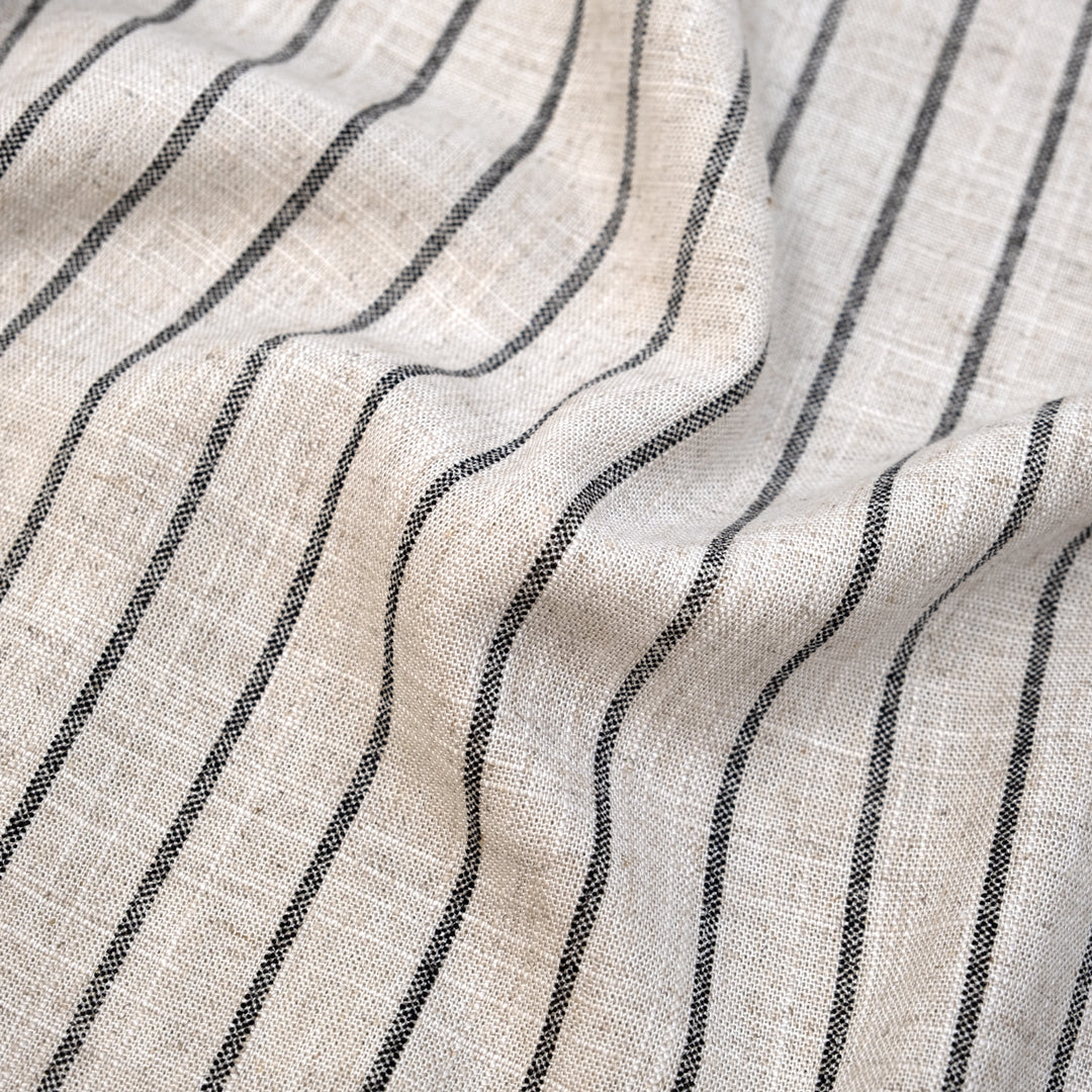 Striped Viscose Linen Noil - Natural