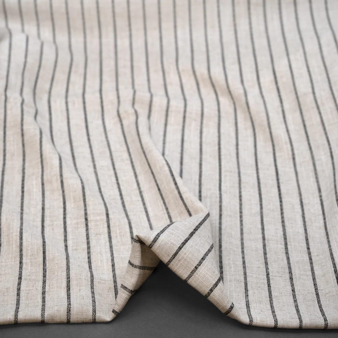 Striped Viscose Linen Noil - Natural - Image 2