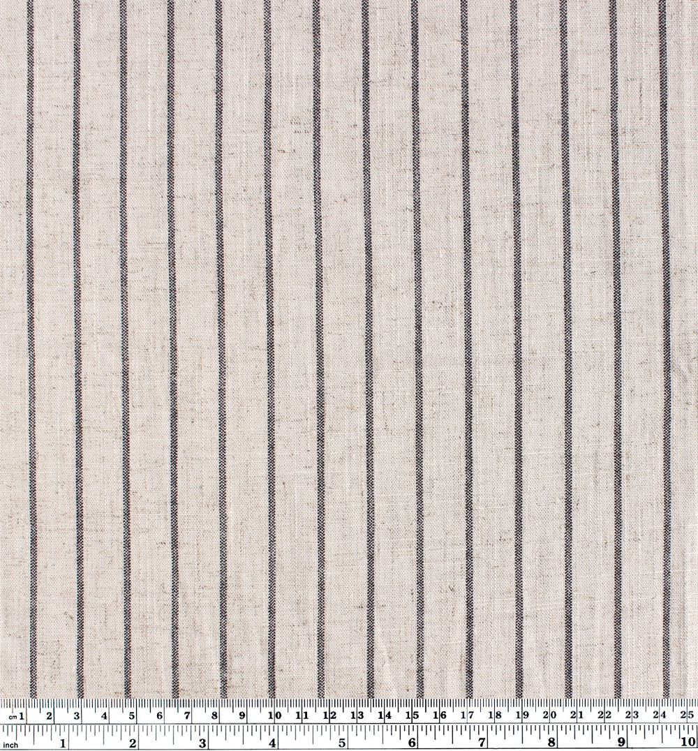 Striped Viscose Linen Noil - Natural - Image 3
