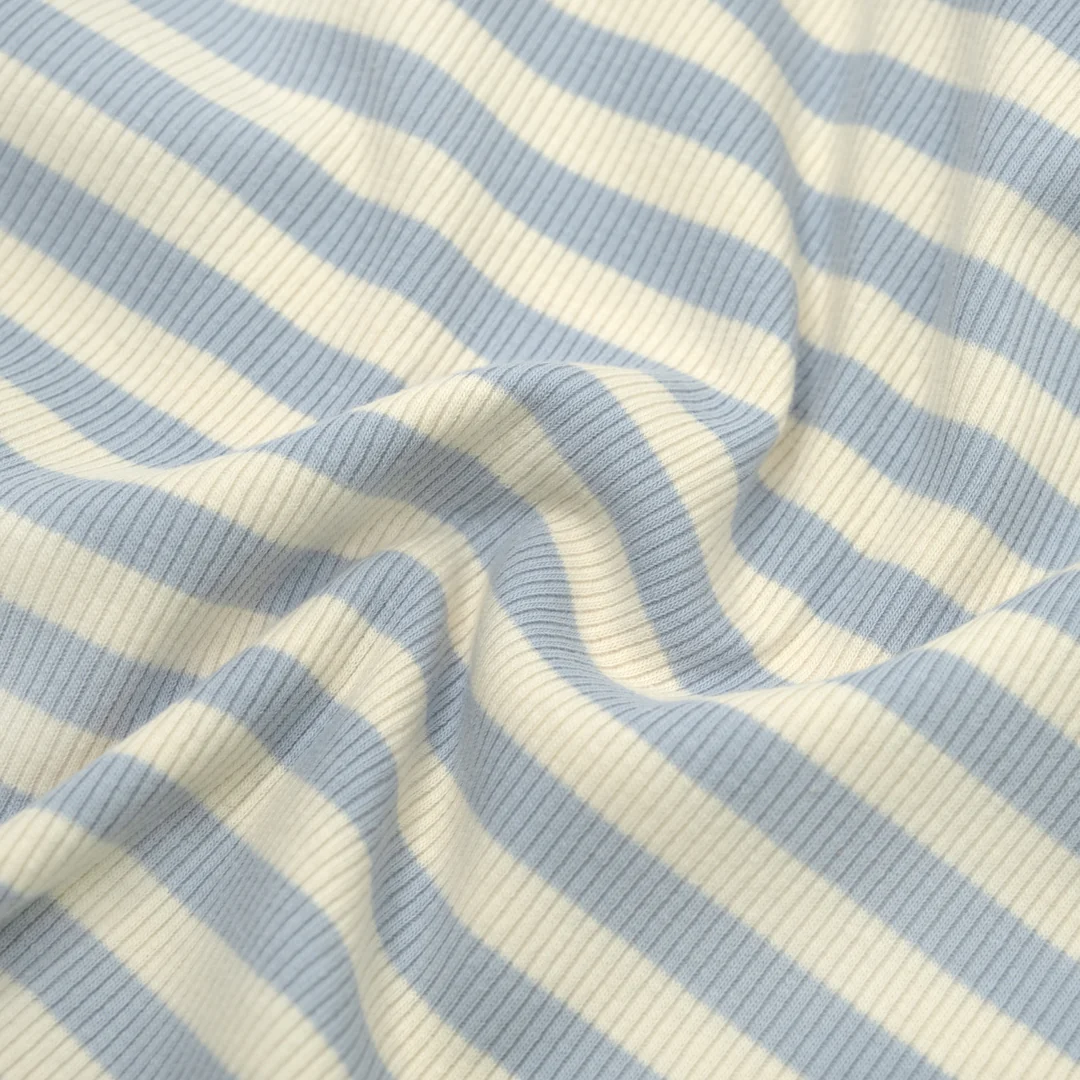Sugar Stripe Cotton Rib Knit - Baby Blue